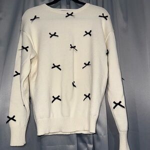 Edikted Cream Sweater with Black bows